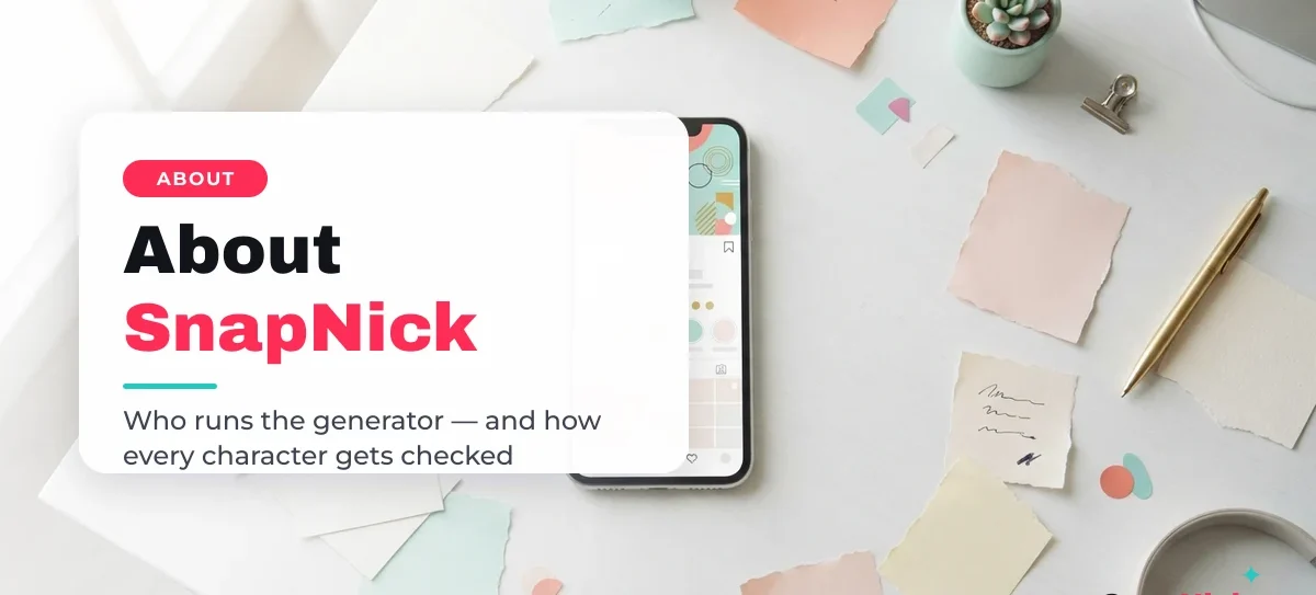 About SnapNick nickname generator — who runs the site and how characters are checked