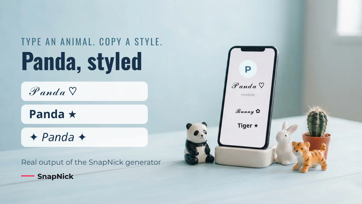 Phone contact card showing the animal nickname Panda in styled fonts