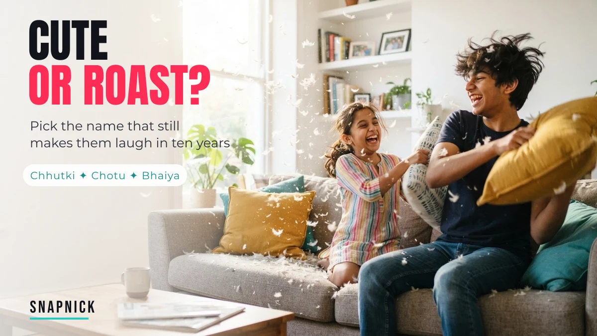 Brother and sister laughing in a pillow fight — funny nicknames for sister and brother
