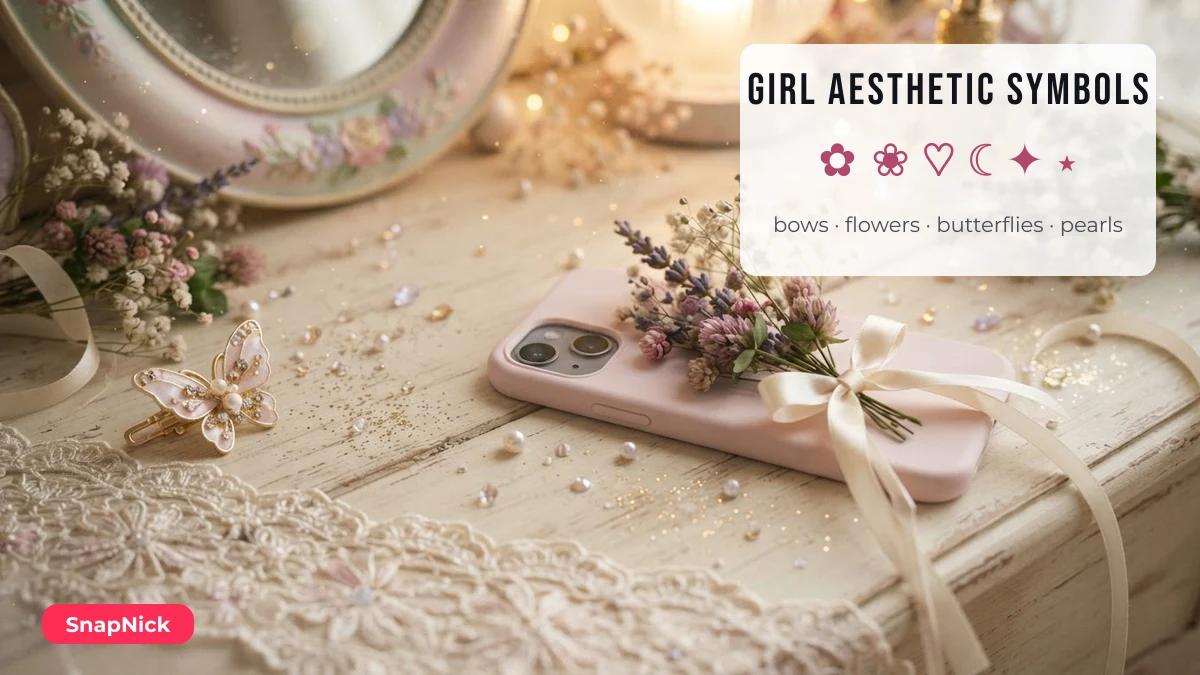 Butterfly pearl hair clip, satin bow and pink phone for girl aesthetic symbols and emoji