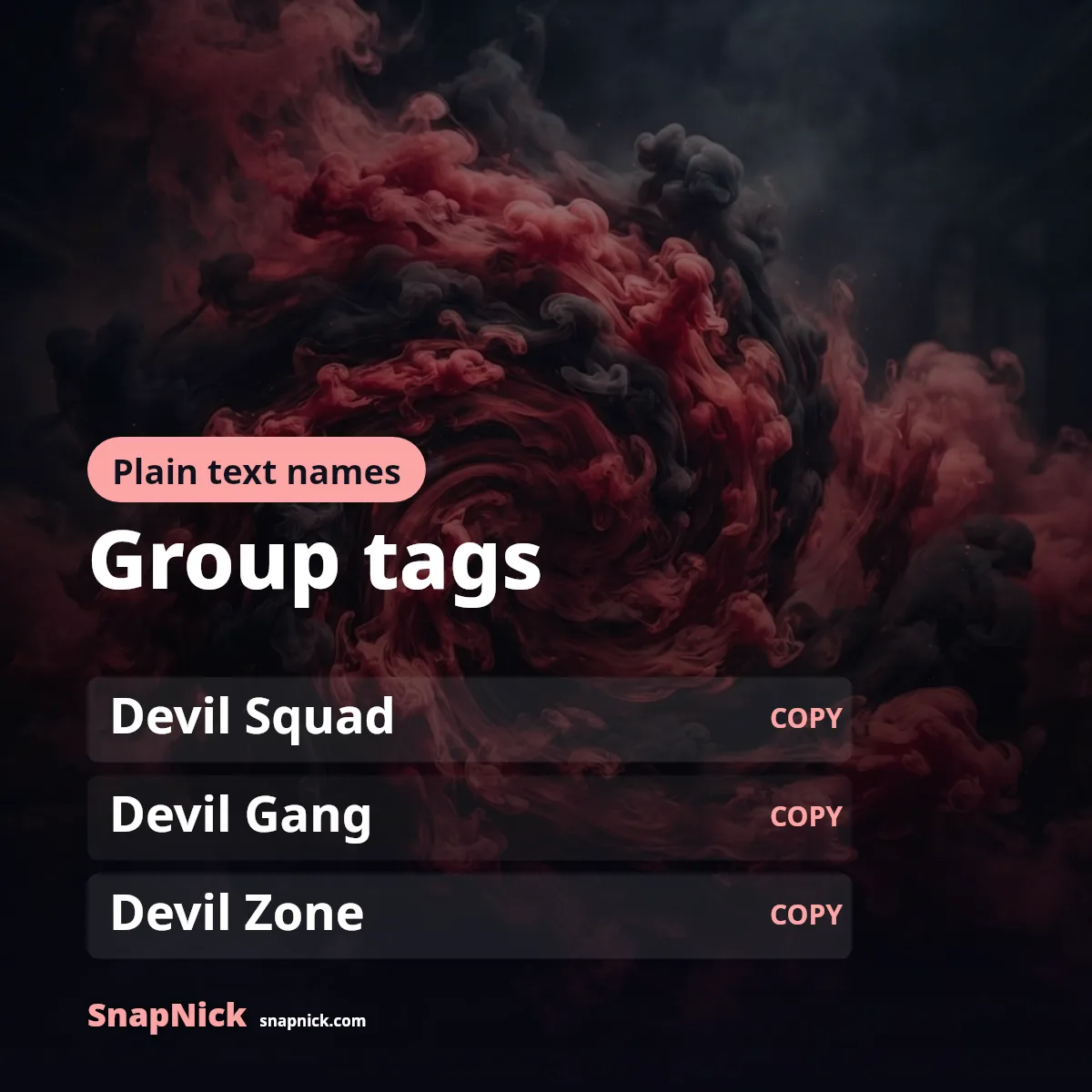 Devil nicknames for Instagram, WhatsApp and Snapchat