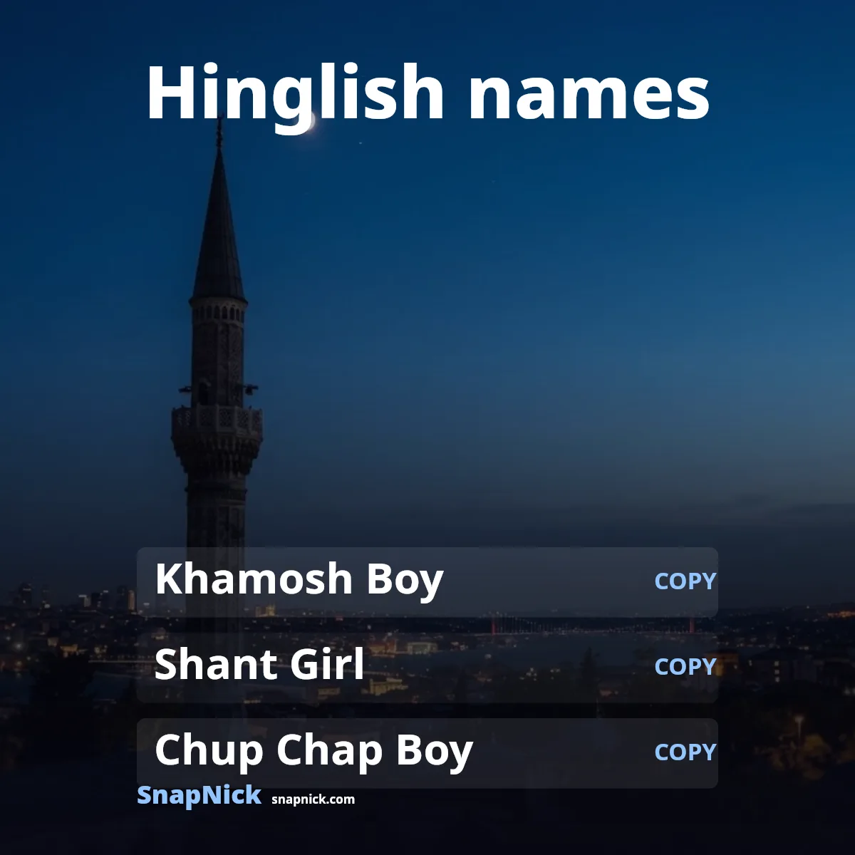 Silent nicknames for Instagram, WhatsApp and Snapchat