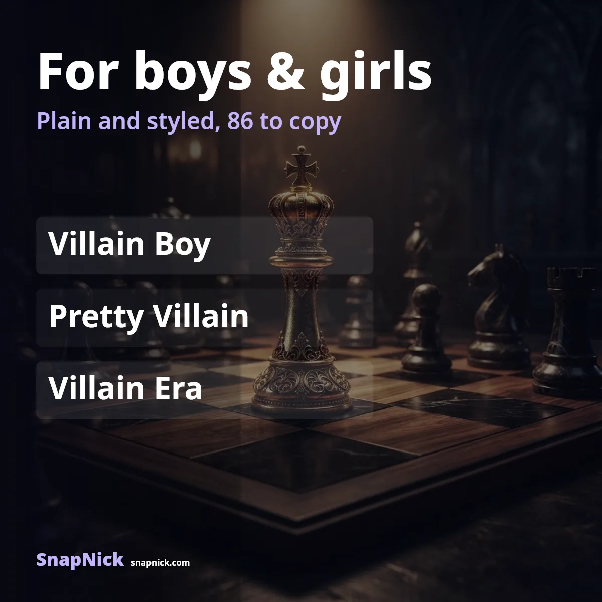 Villain names for boys and girls